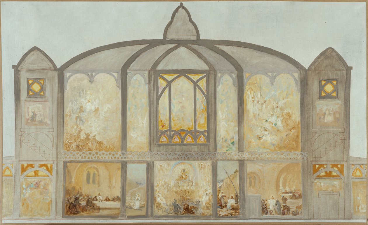Boceto para la iglesia de Saint-Jean de Montmartre, hacia 1900 (óleo) de Alfred Plauzeau
