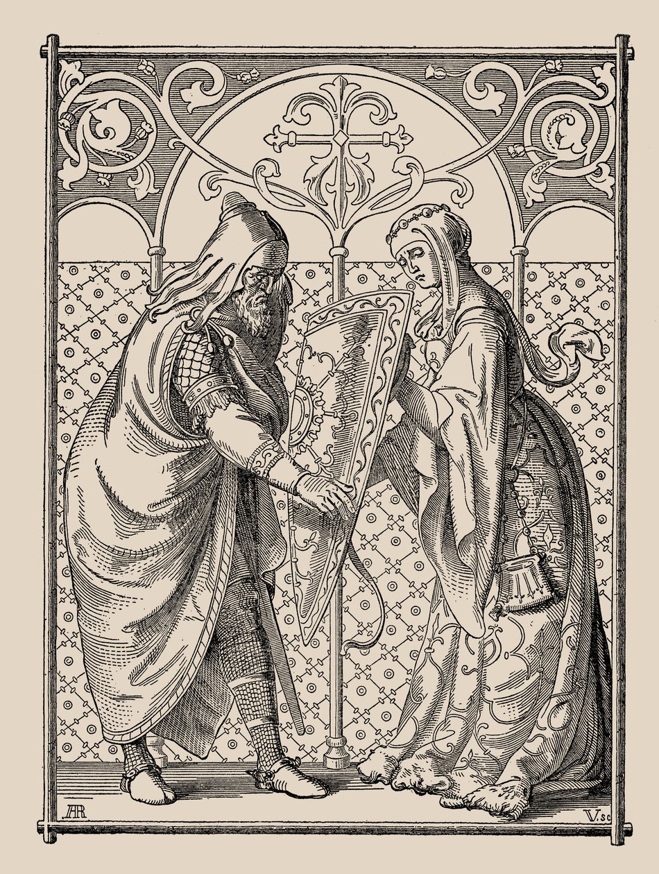Die Nibelungen. Solicitud del escudo de Hagen, 1840-1841 de Alfred Rethel