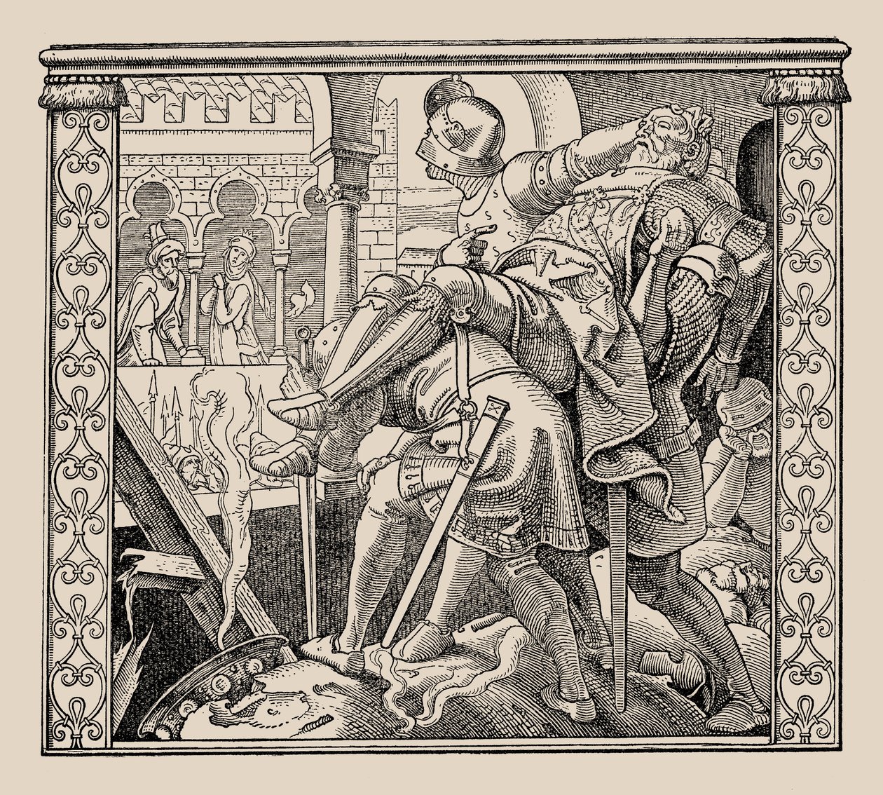 Die Nibelungen. Cómo se presenta el cadáver de Rudiger a Krimhild de Alfred Rethel