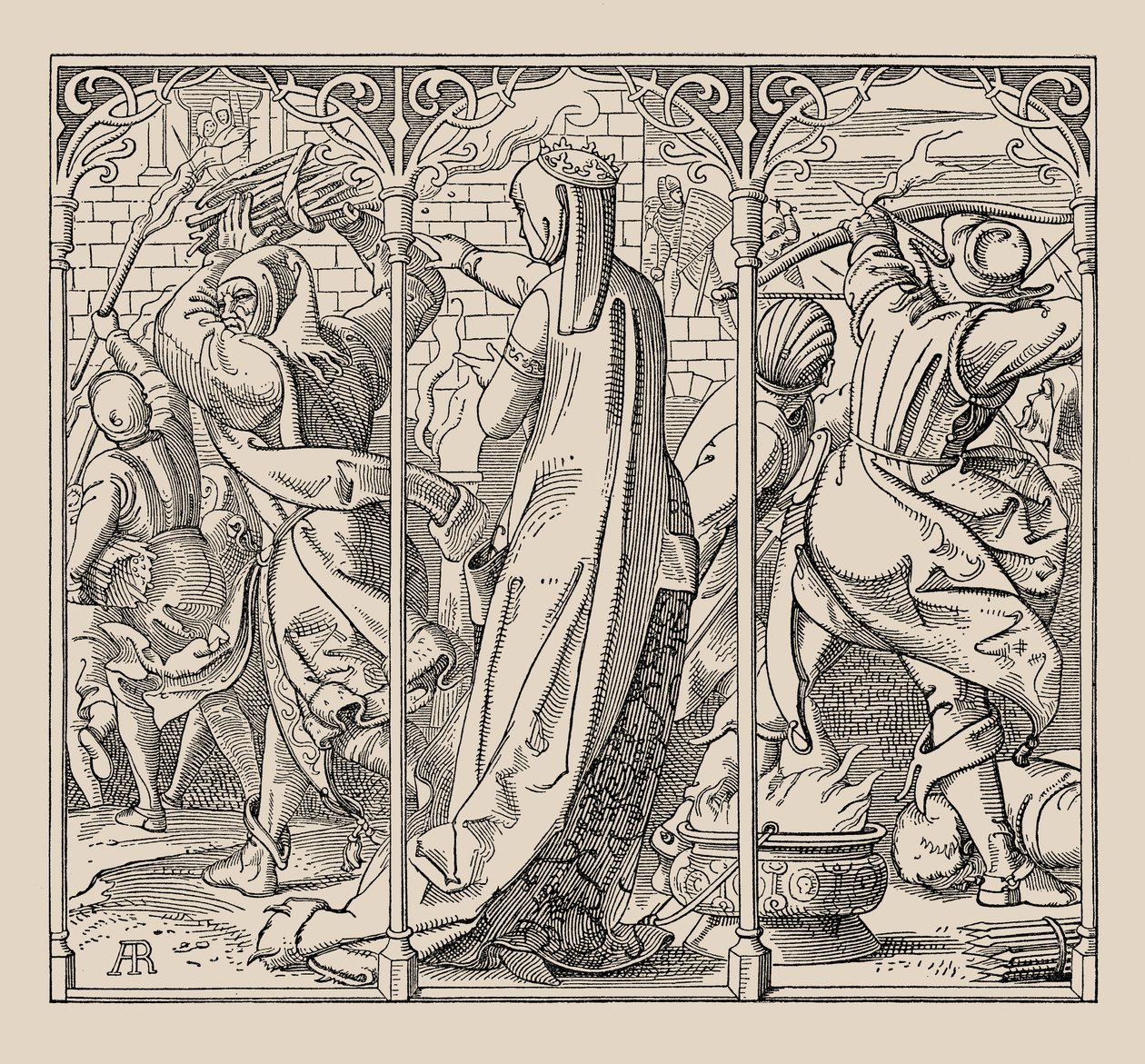 Los Nibelungos. Cómo la Reina Ordenó Quemar el Salón, 1840-1841 de Alfred Rethel
