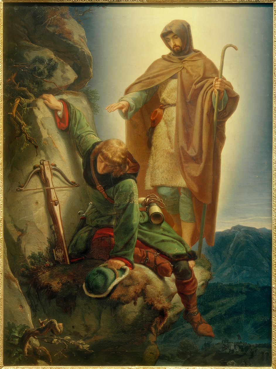 Ángel de la guarda salva a Maximiliano en la pared de San Martín de Alfred Rethel