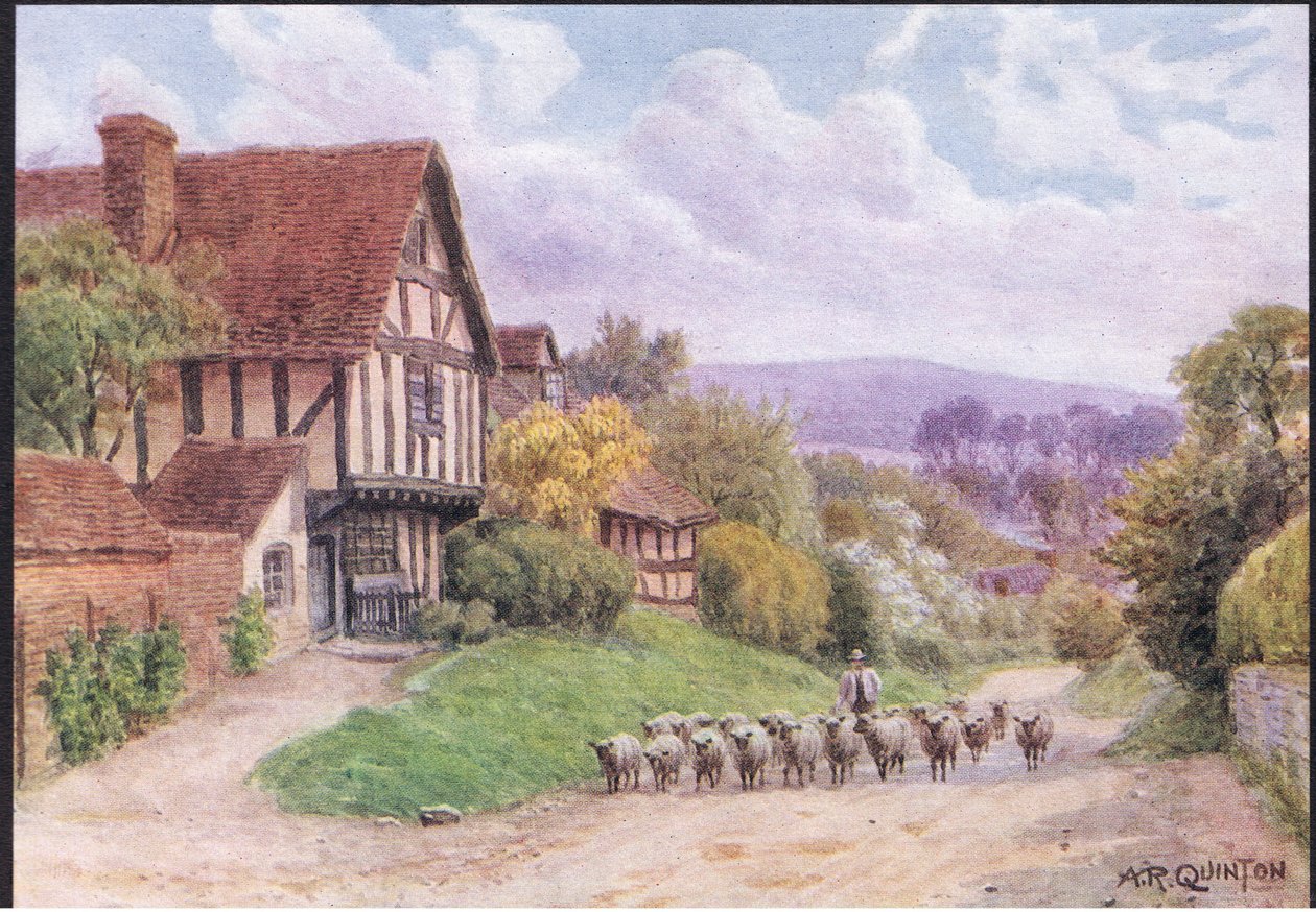 Cropthorne, cerca de Evesham, Worcester, de Las Cabañas y la Vida en el Pueblo de la Inglaterra Rural publicado por Dent & Sons Limited de Alfred Robert Quinton