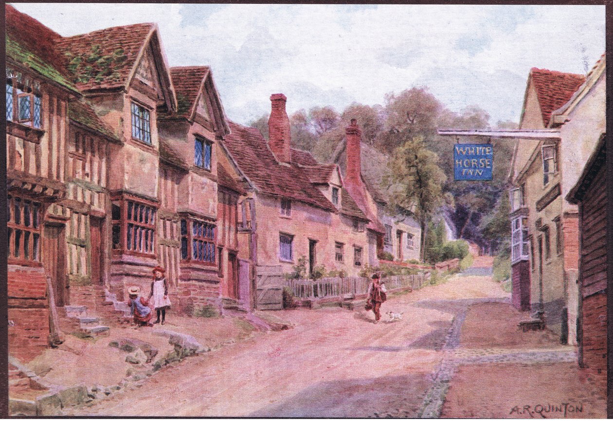 Casas anteriormente ocupadas por tejedores, Kersey, Suffolk, de The Cottages and the Village Life of Rural England publicado por Dent & Sons Limited de Alfred Robert Quinton