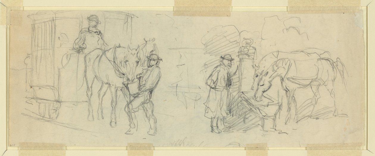 Alimentando y descansando caballos de Alfred Rudolph Waud