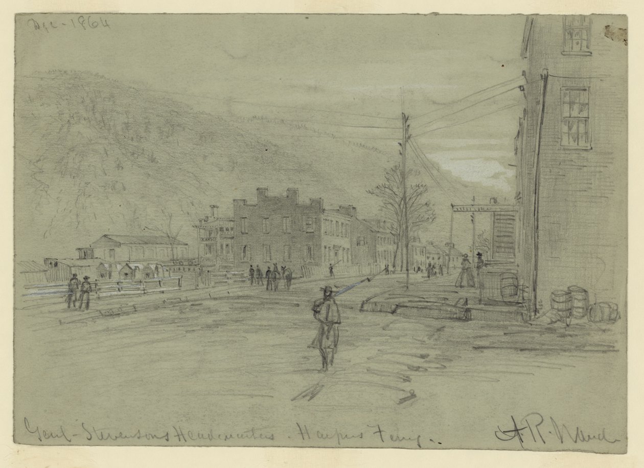 Cuartel general del General Stevenson en Harpers Ferry de Alfred Rudolph Waud