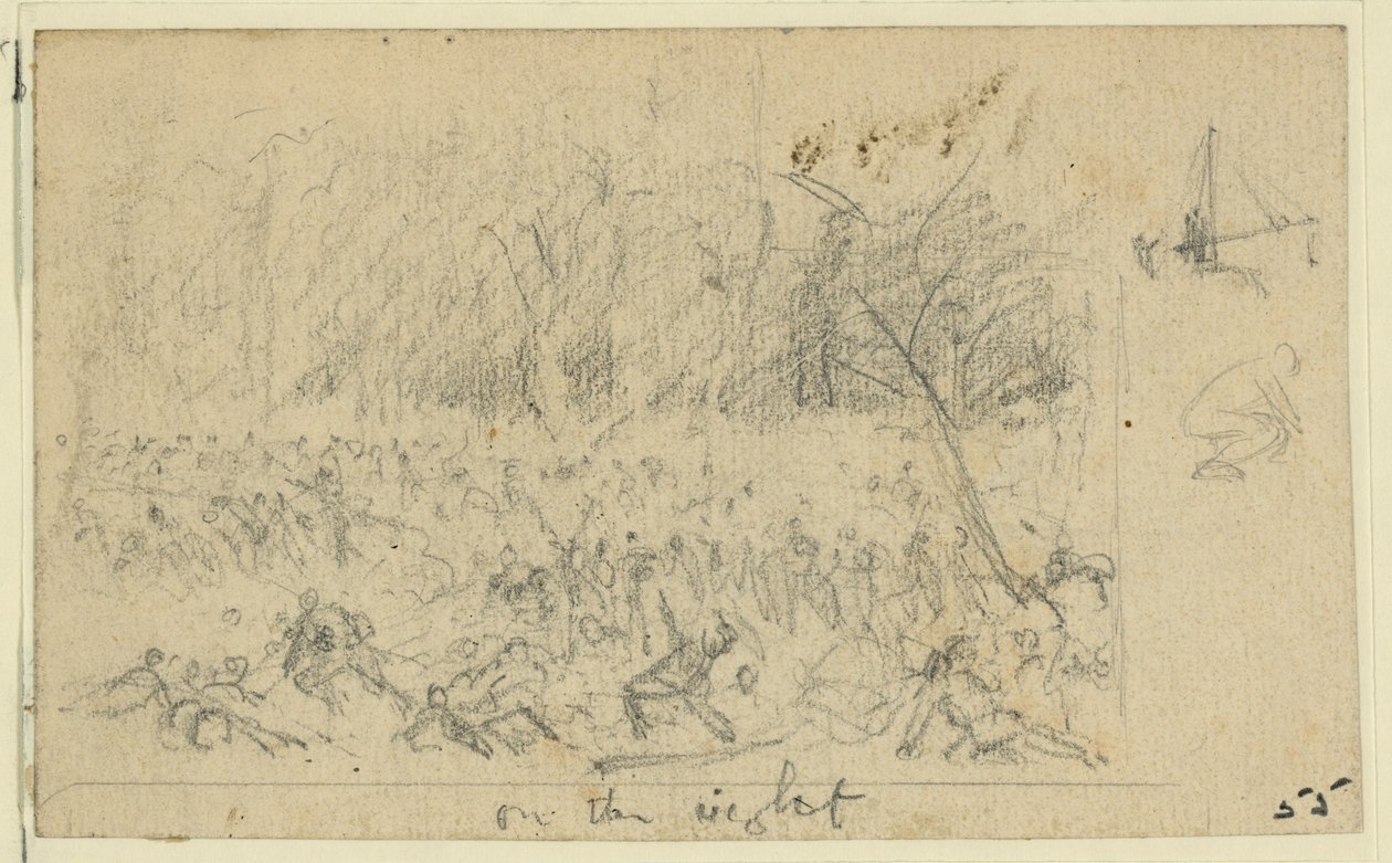 Boceto aproximado de una escena de batalla de Alfred Rudolph Waud
