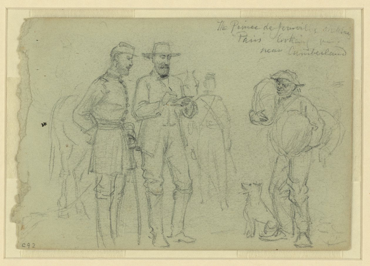 El Príncipe de Joinville dibujando "París" mirando, cerca de Cumberland de Alfred Rudolph Waud