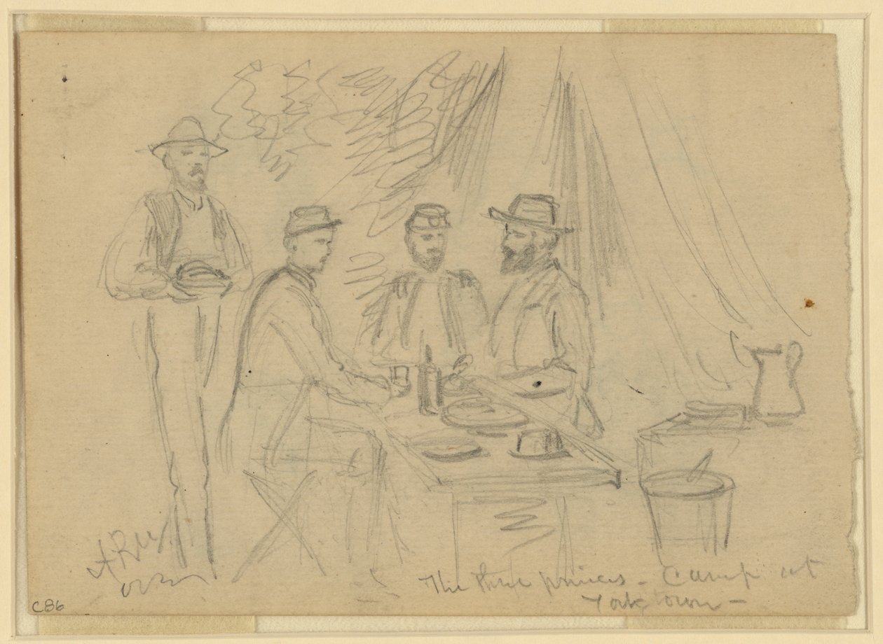 Los tres príncipes, campamento en Yorktown, 5 de abril-4 de mayo de 1862 de Alfred Rudolph Waud