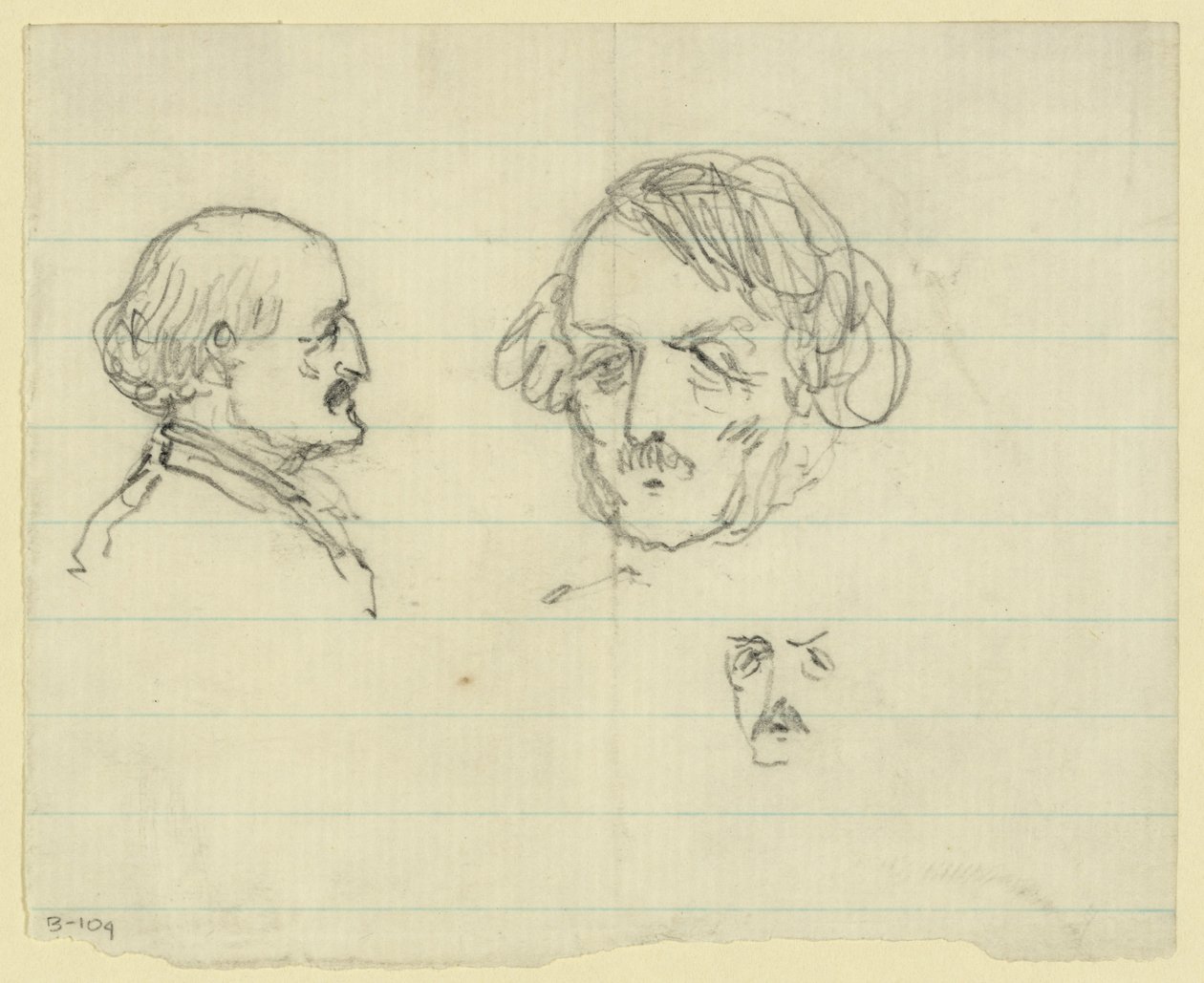 Tres retratos busto, incluyendo a Benjamin Butler de Alfred Rudolph Waud