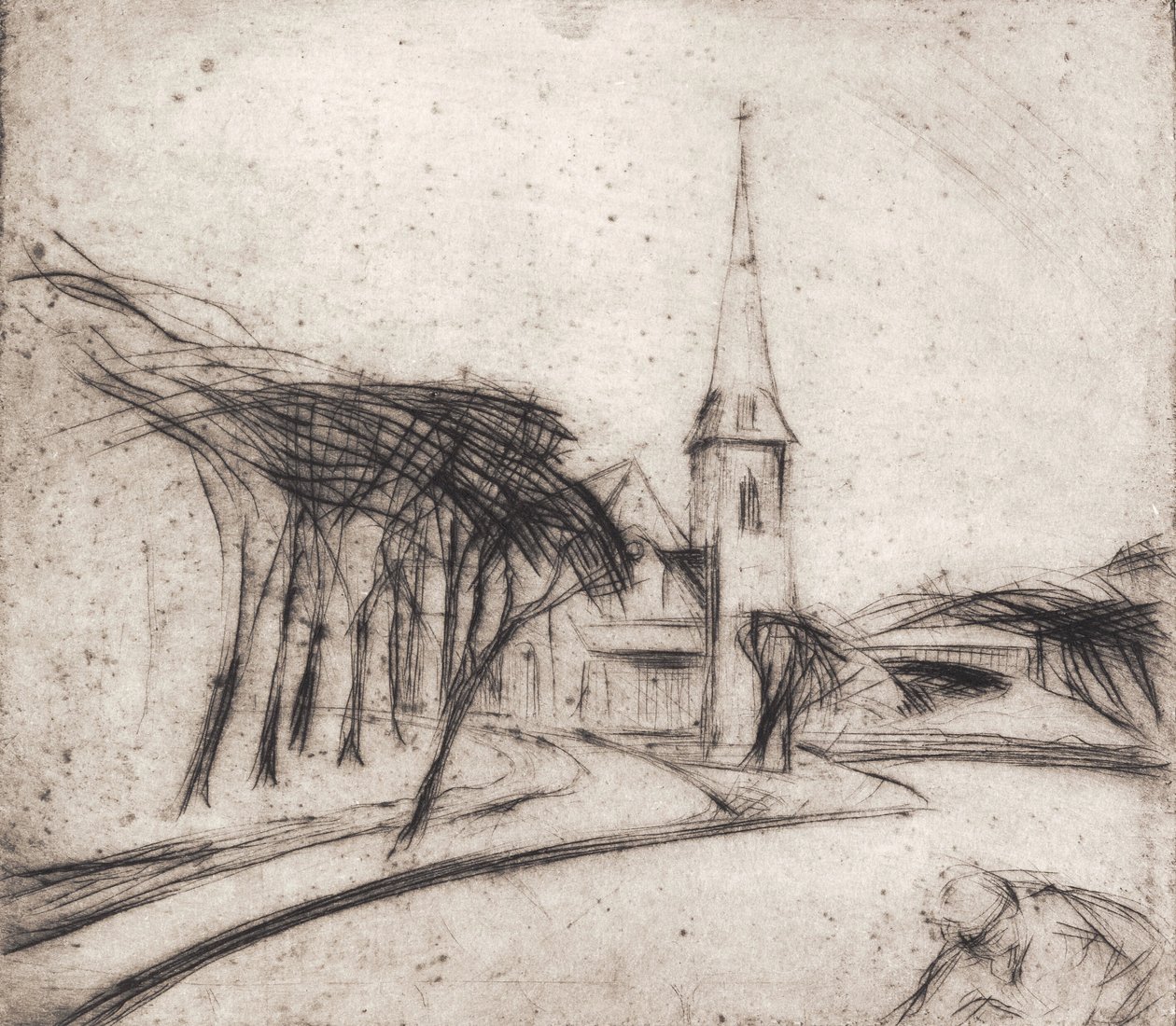 Camino con iglesia de Alfred Simonsen