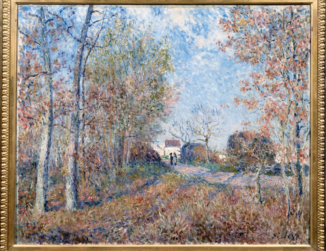 Un rincón del bosque con Sablons o el camino al borde del bosque de Alfred Sisley