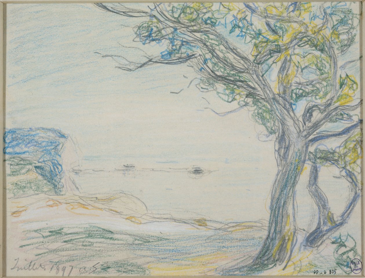 Árboles a orillas del mar de Alfred Sisley
