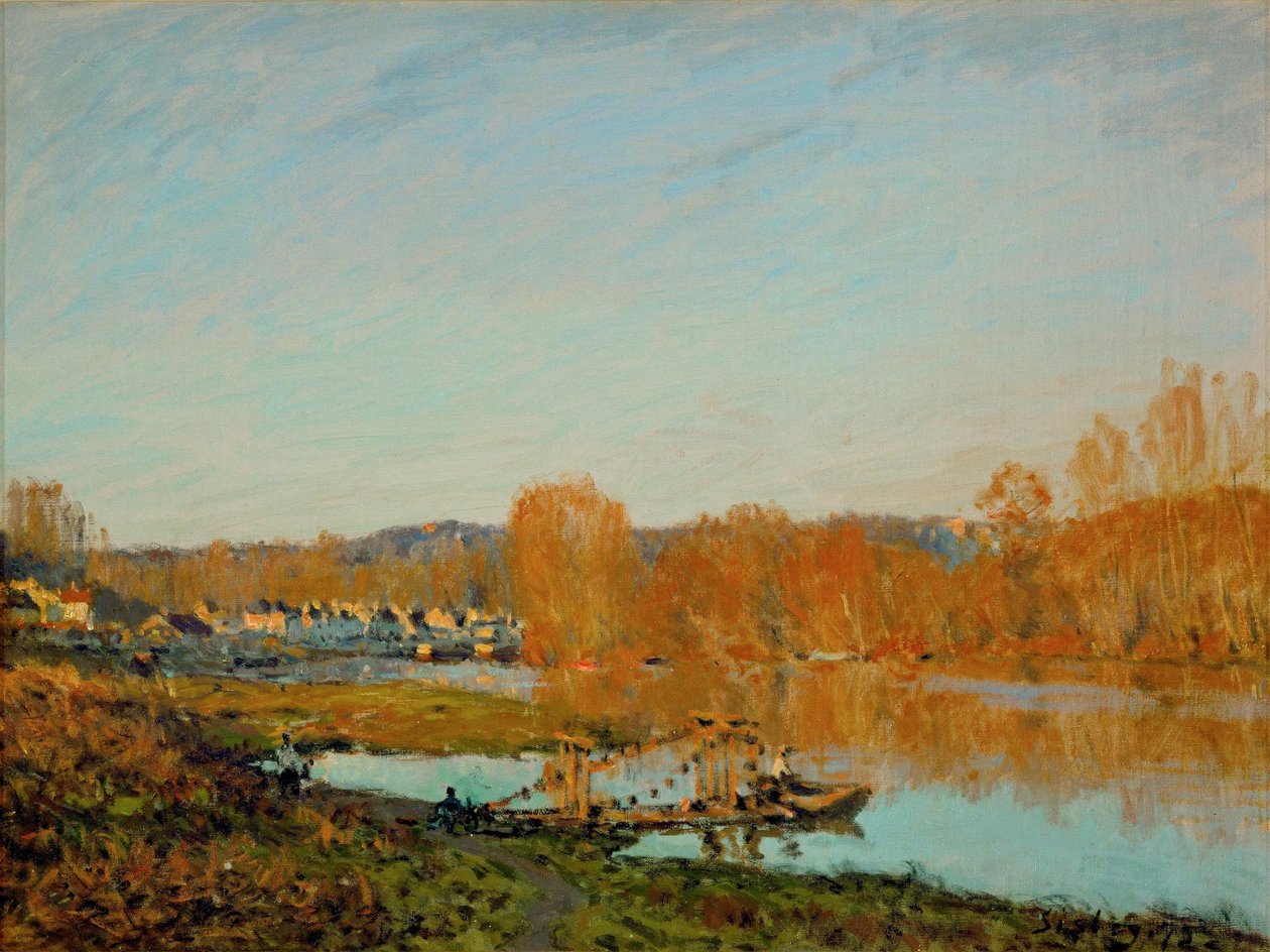 Otoño: Orillas del Sena cerca de Bougival de Alfred Sisley