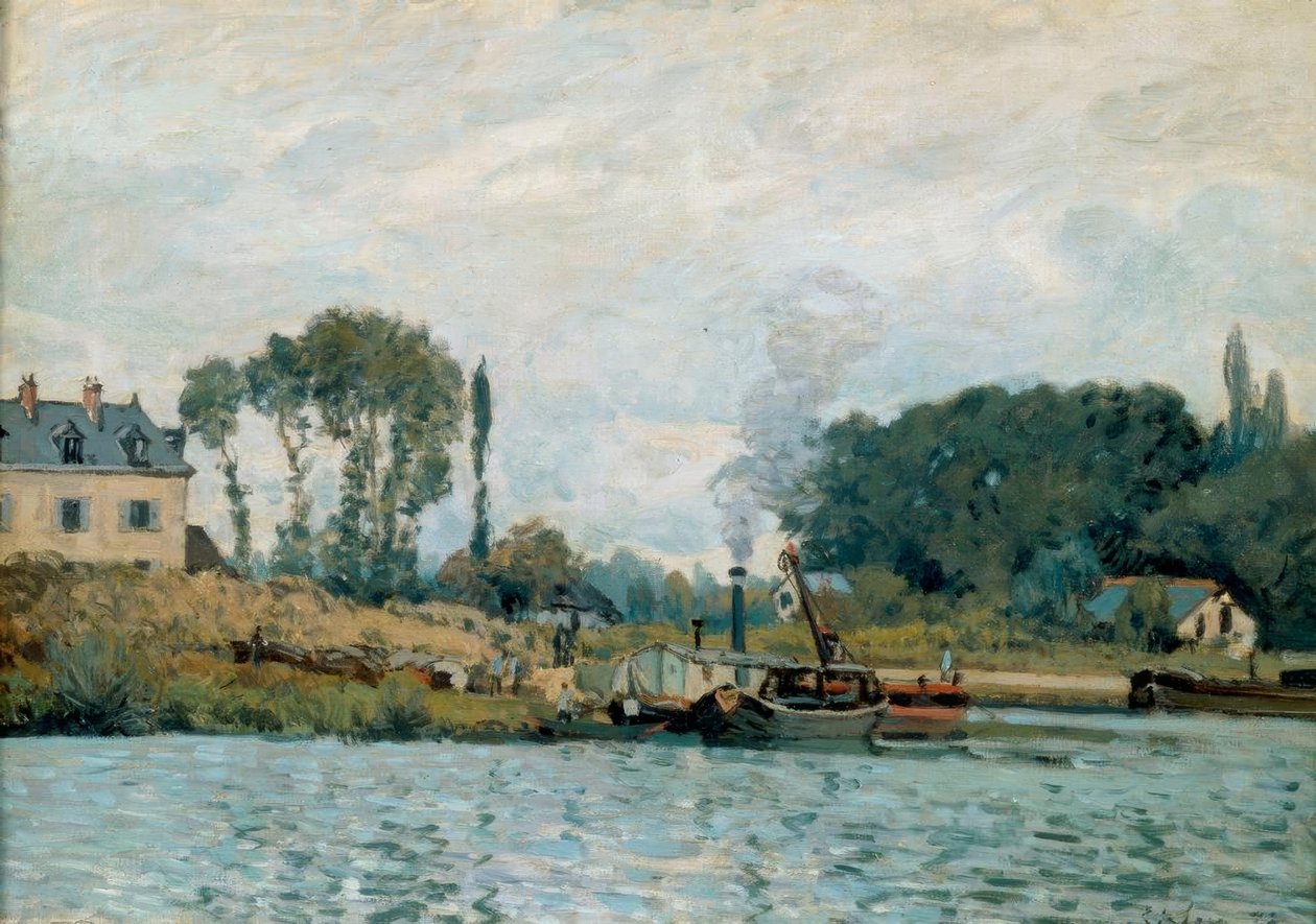 Barcos en la esclusa de Bougival de Alfred Sisley