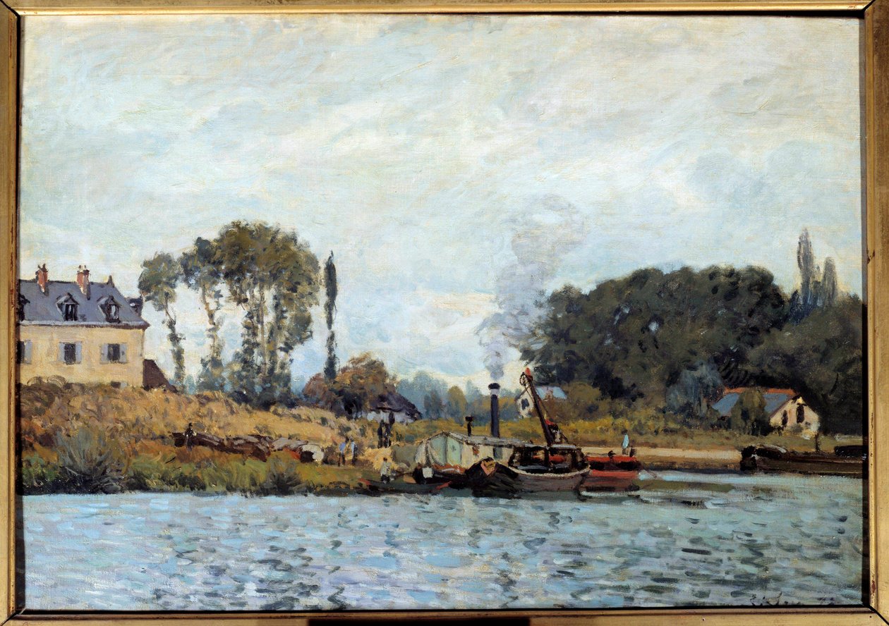 Barco en la esclusa de Bougival de Alfred Sisley