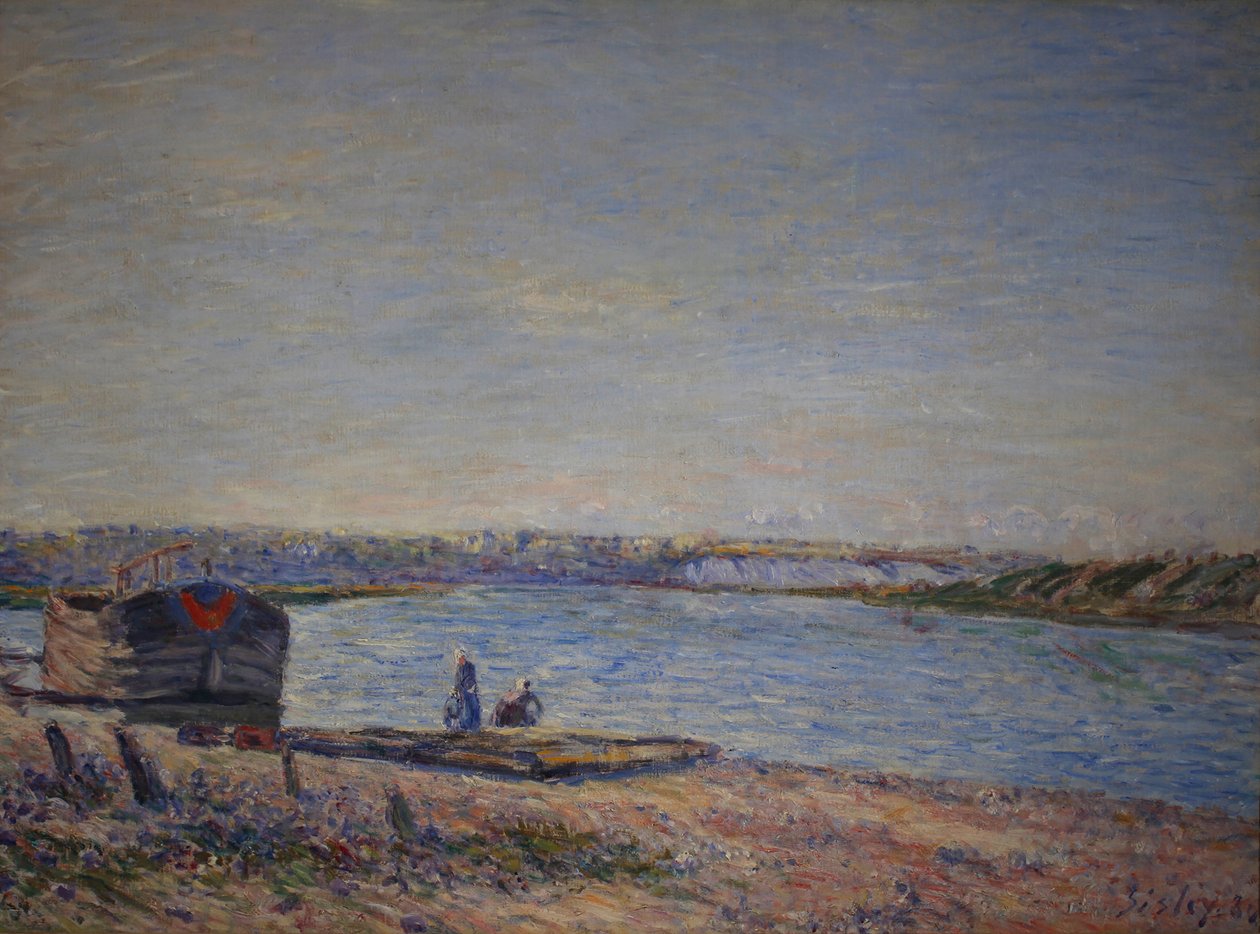 Francés: Les Côteaux de Veneux, vistos desde Saint Mammès de Alfred Sisley