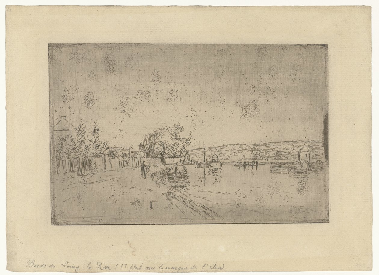 Vista del río Loing con botes desde el banco Bords du Loing: La Rive de Alfred Sisley