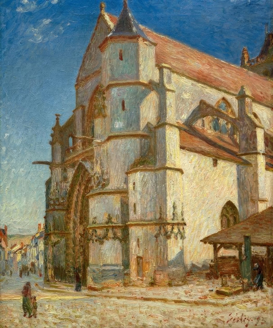 La iglesia de Moret al sol de la mañana de Alfred Sisley