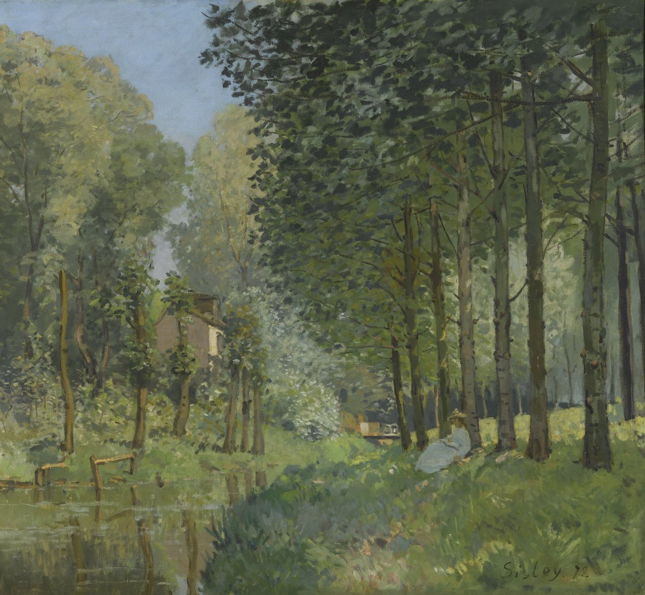 Descanso junto al Arroyo. Borde del Bosque, ca 1878 de Alfred Sisley