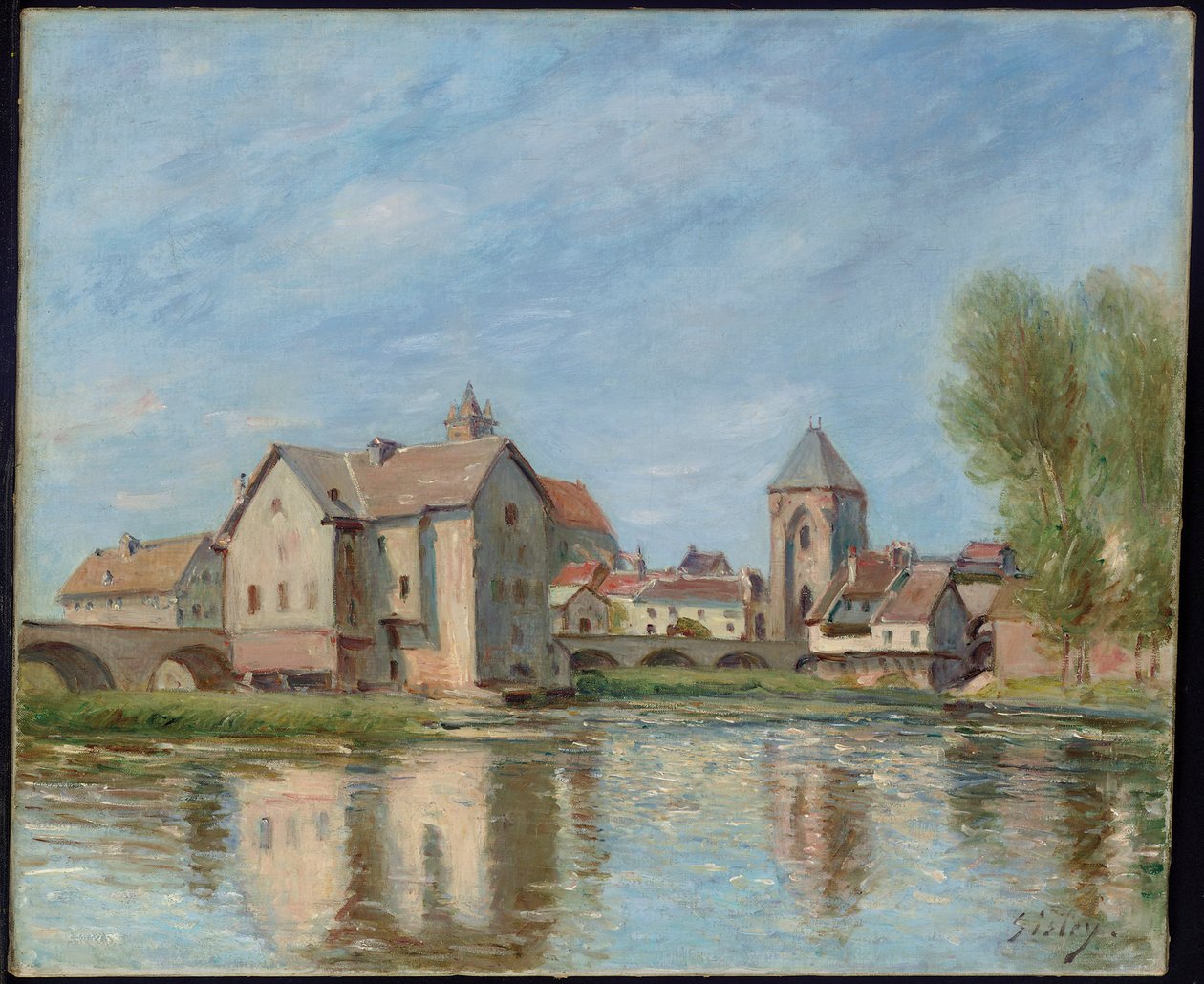 El puente y los molinos de Moret sur Loing, 1892 de Alfred Sisley