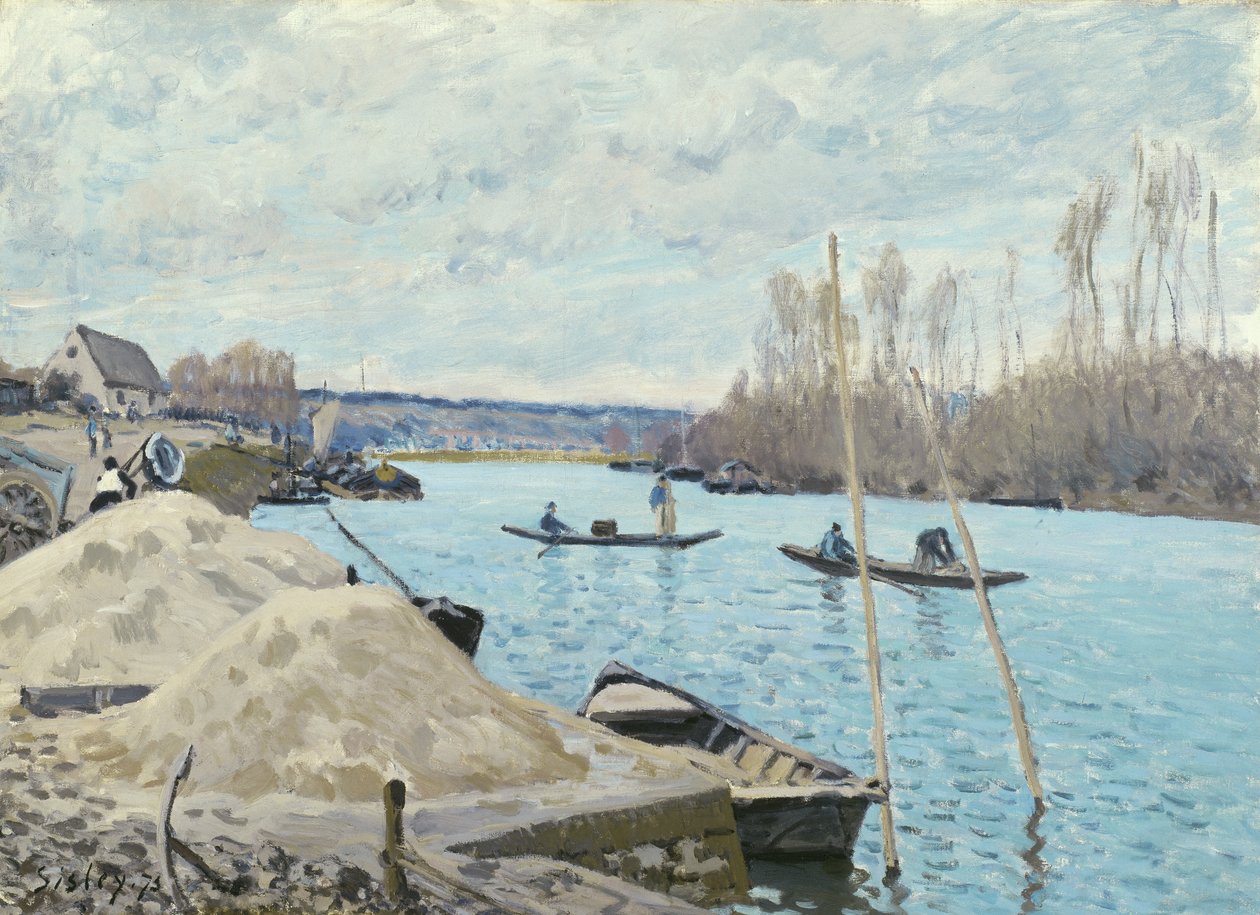 El Sena en Port-Marly, Montones de Arena, 1875 de Alfred Sisley