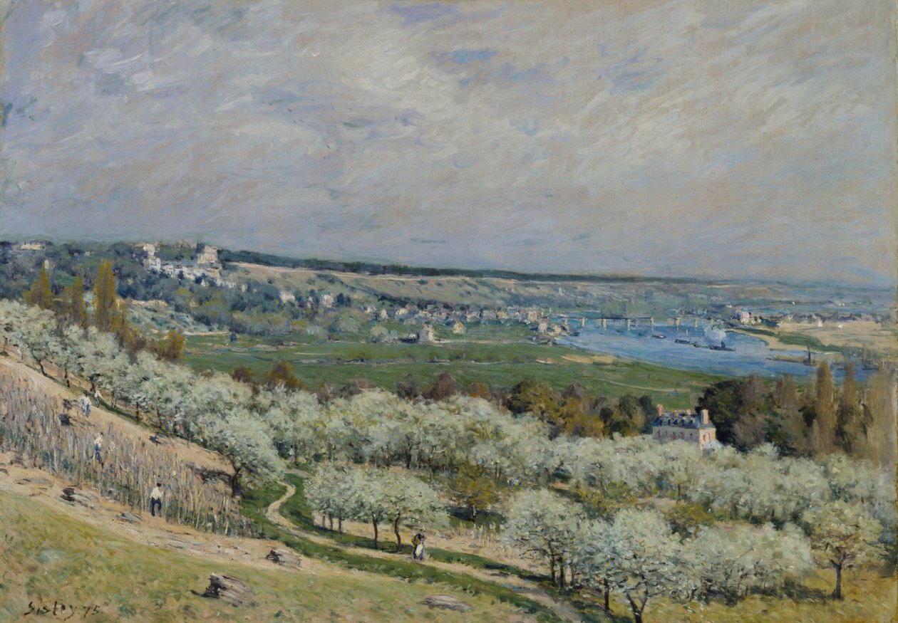 La terraza en Saint-Germain, primavera de Alfred Sisley