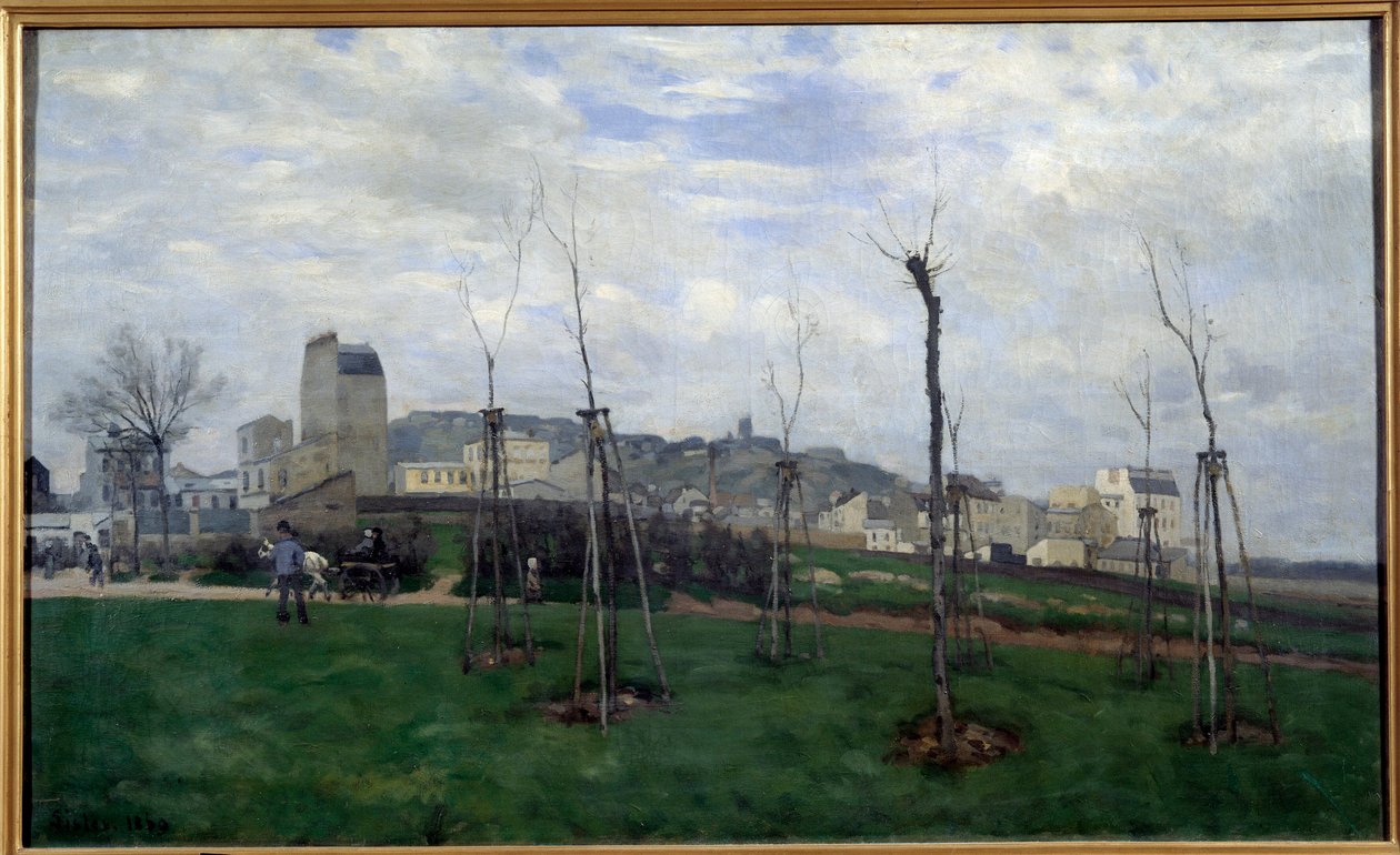 Vista de Montmartre desde la ciudad de las flores en Batignolles de Alfred Sisley