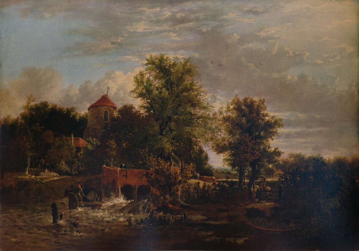 Compuerta en el río Western, c. 1832 de Alfred Stannard