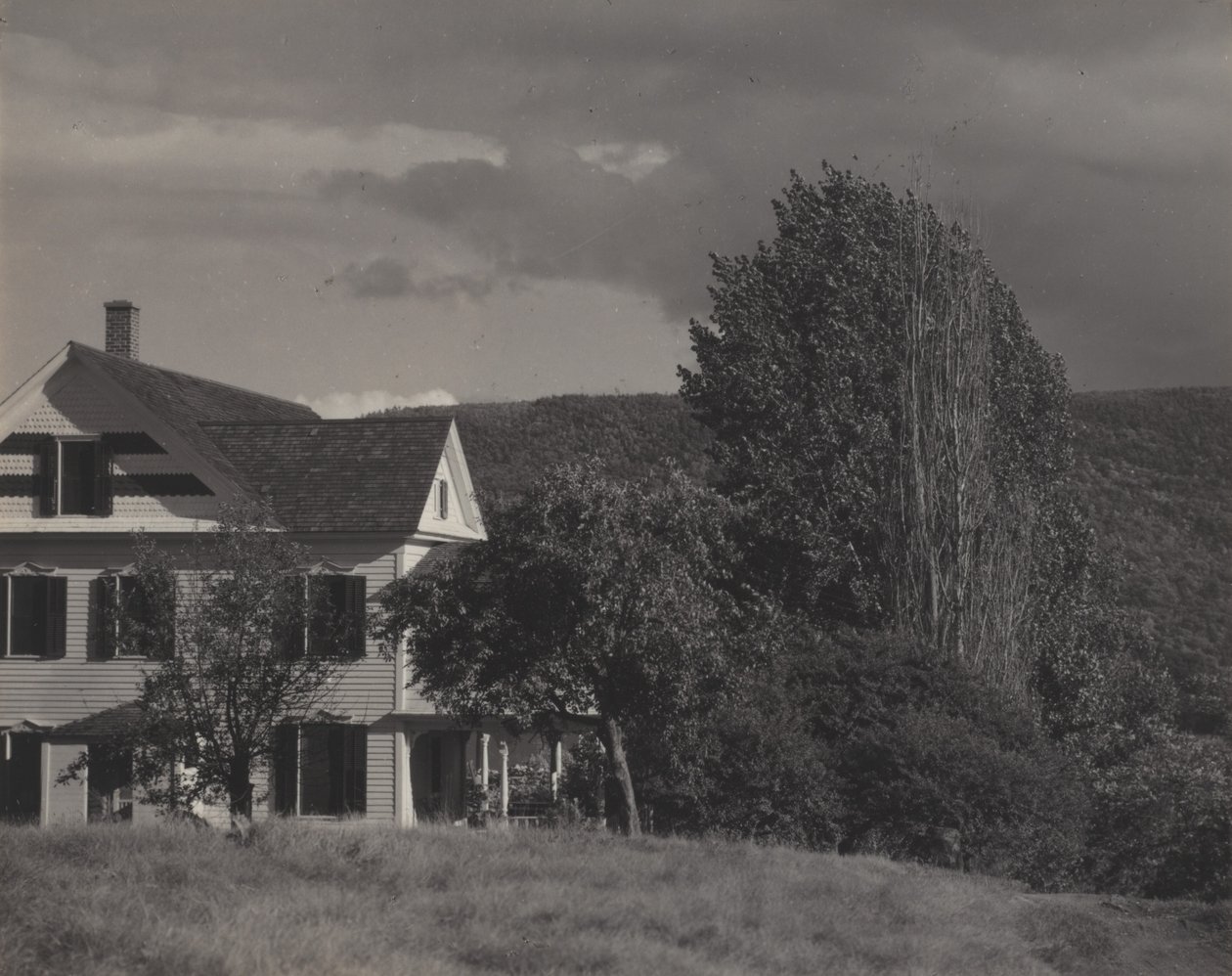 Casa y álamos, Lake George de Alfred Stieglitz