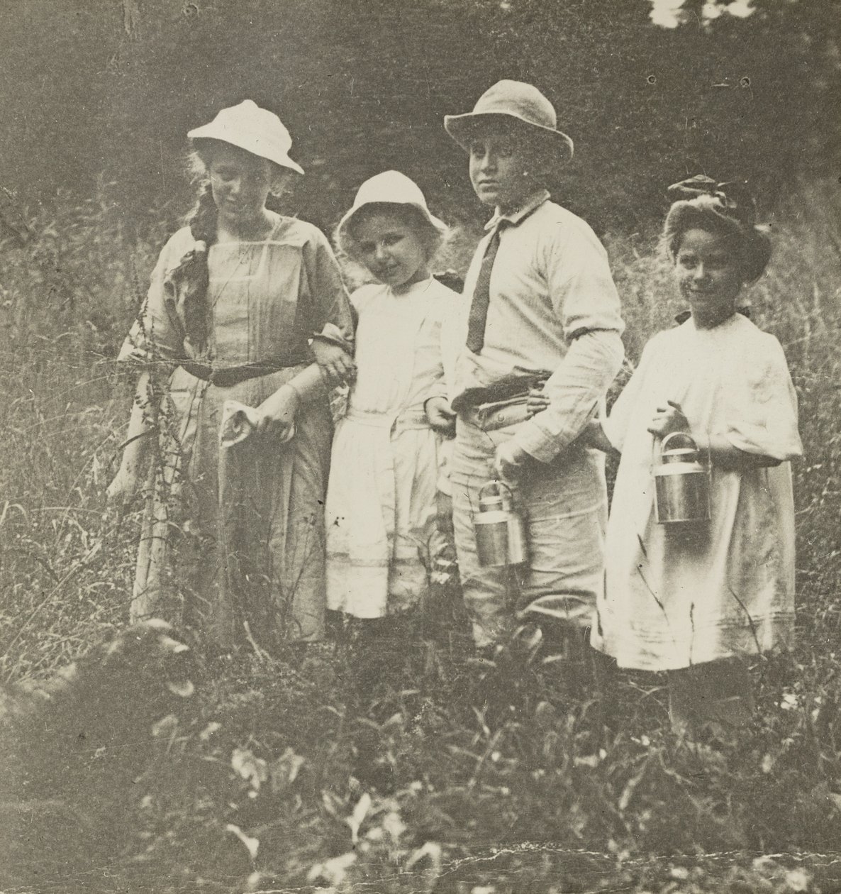 Sin título (Flora, Elizabeth, Howard y Kitty en el campo de Lake George) de Alfred Stieglitz