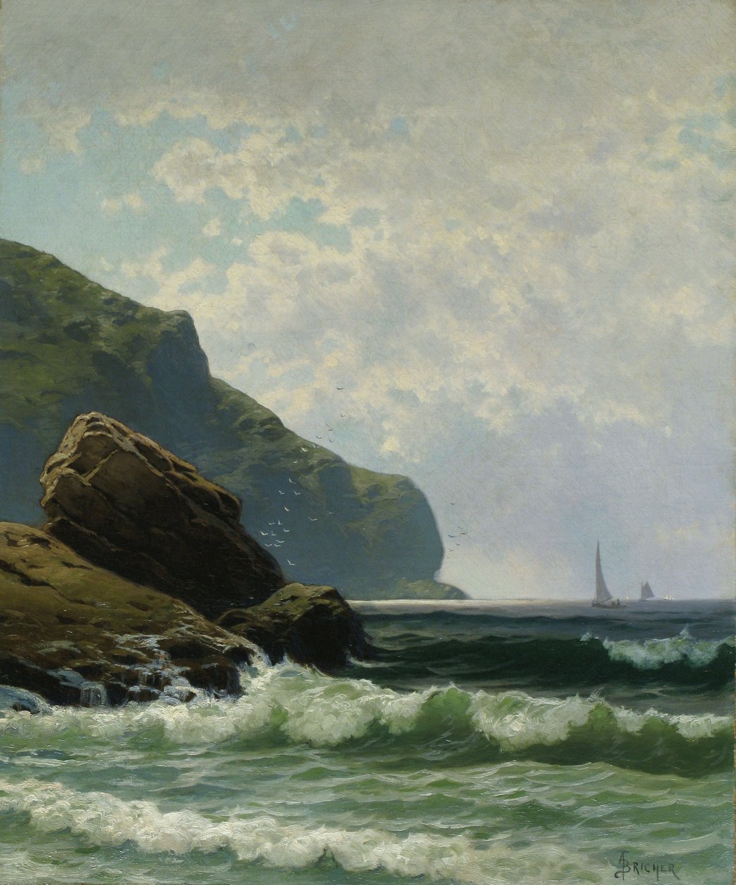 Paisaje marino con barcos en alta mar de Alfred Thompson Bricher de Alfred Thompson Bricher