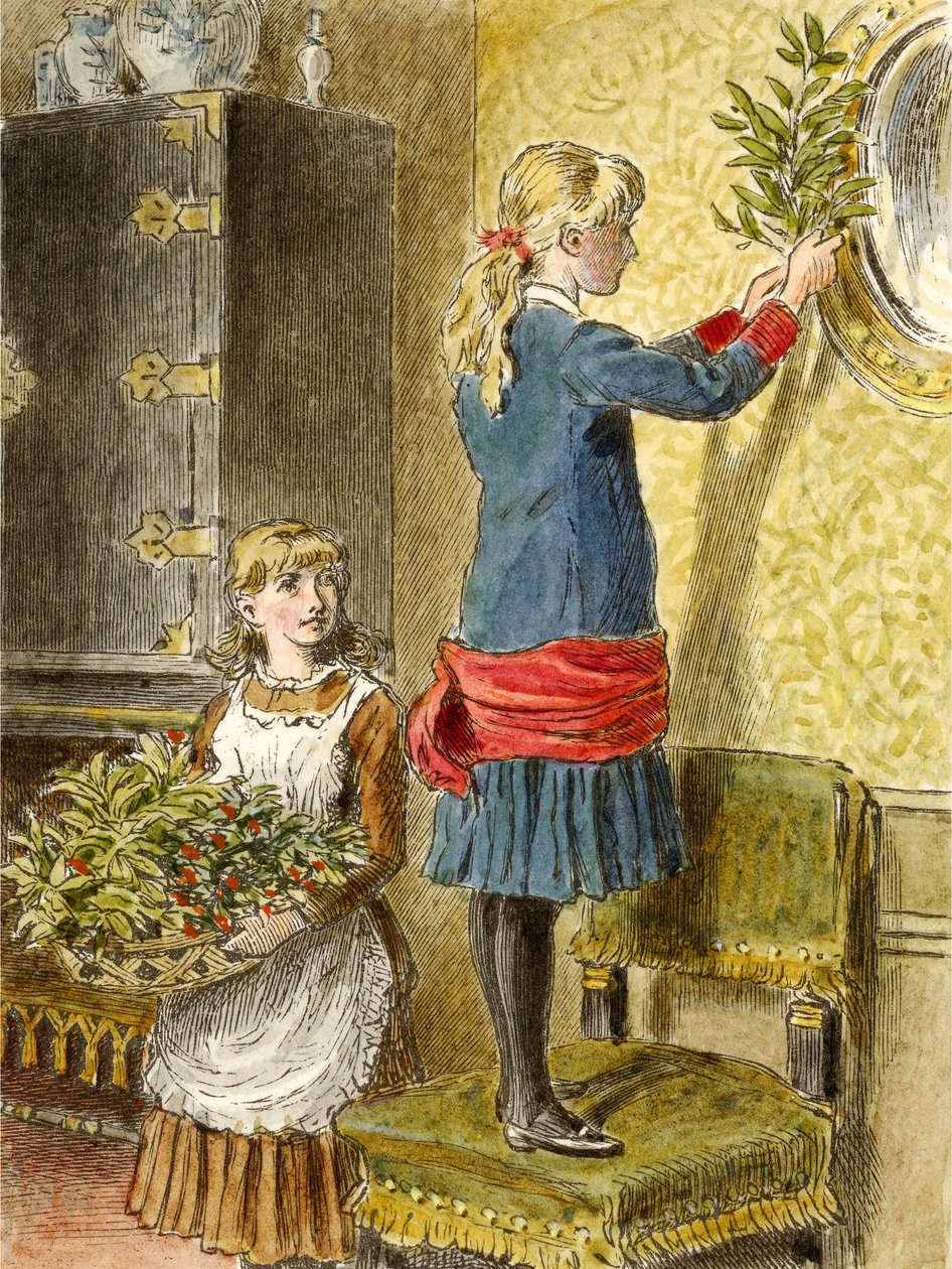 Decorando para Navidad, pub. 1854 de Alfred W. Cooper