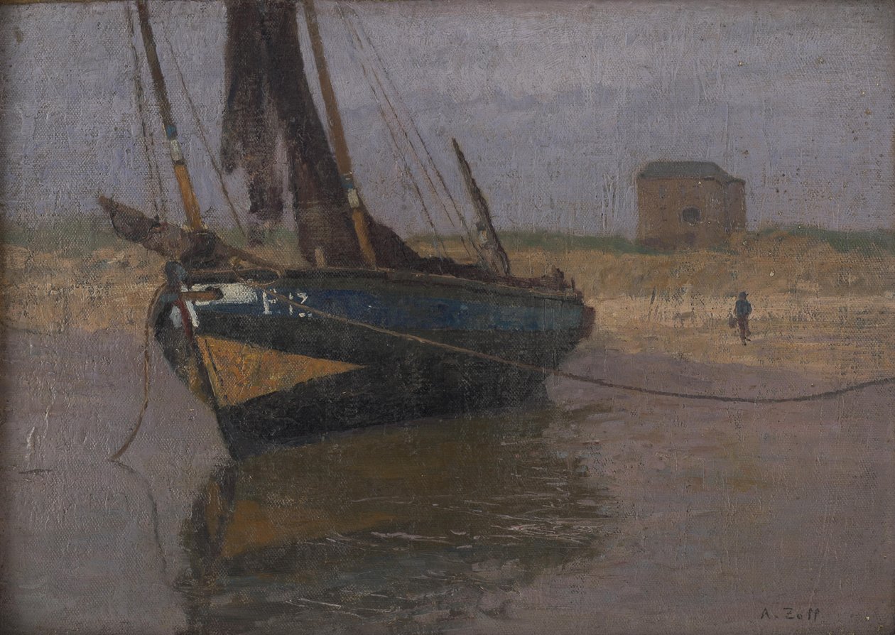 Barco de pesca en la costa belga de Alfred Zoff