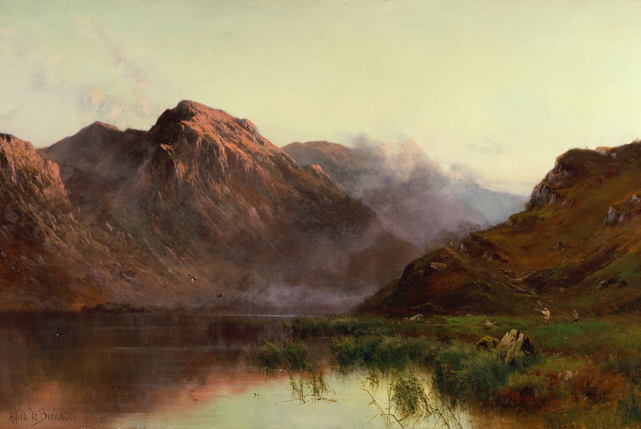 La caza de aves silvestres en Llyn Crafnaut de Alfred de Breanski