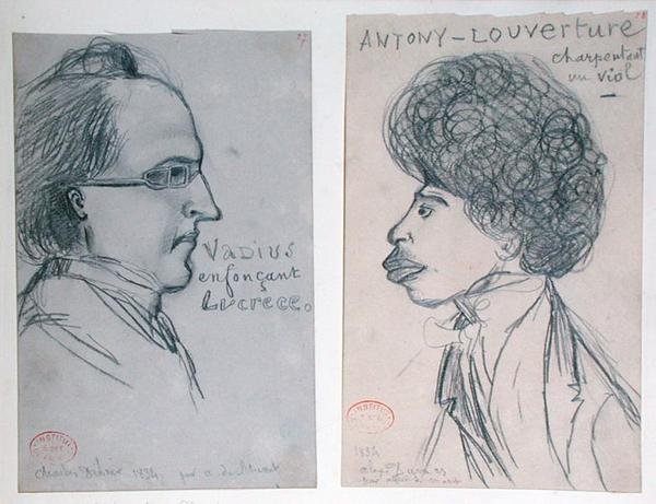 Retratos de Charles Nodier o Gustave Planche y Alexandre Dumas Padre de Alfred de Musset
