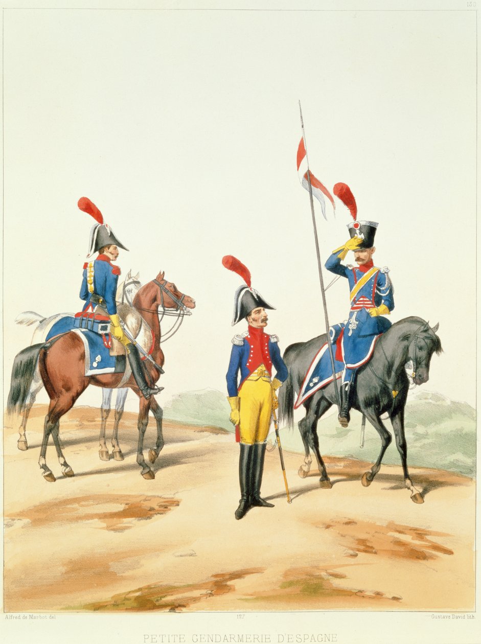 Tropas francesas, grabado por Gustave David (1824-91) 1810 de Alfred de after Marbot