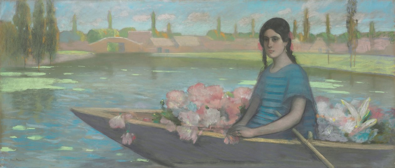 Vendedor de flores (pastel sobre papel colocado sobre lienzo) de Alfredo Ramos Martinez