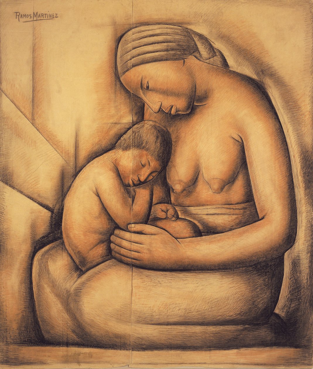 Madre india, c.1936 (crayón sobre papel) de Alfredo Ramos Martinez