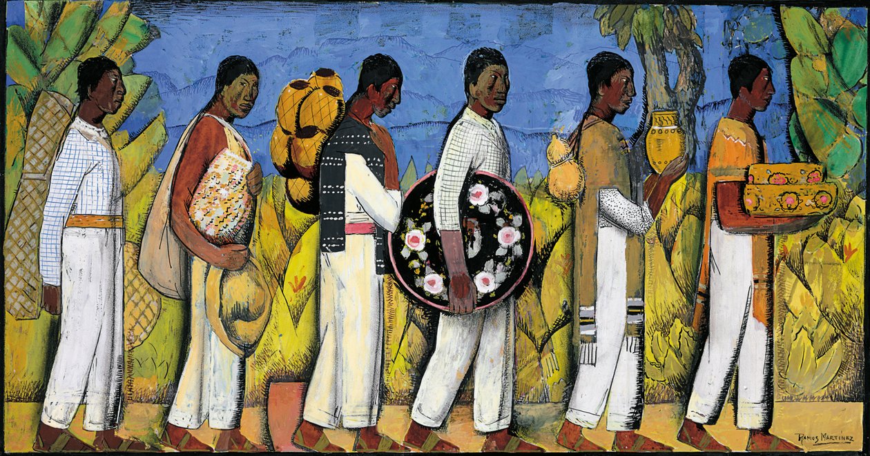 Procesión (gouache y tinta sobre papel) de Alfredo Ramos Martinez
