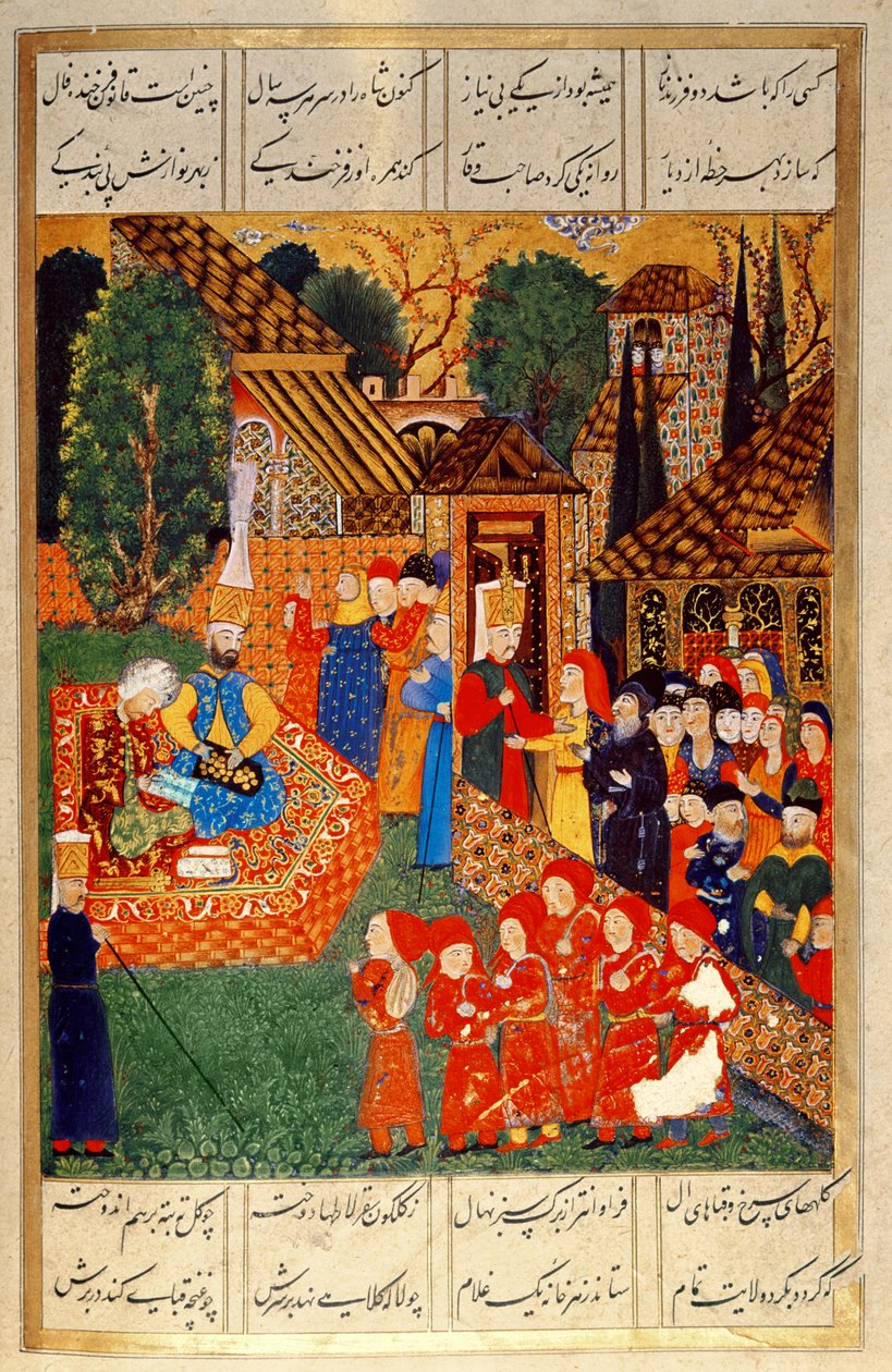 Un oficial jenízaro reclutando devsirme para el sultán Suleyman I (1495-1566), del "Suleymanname" (Mss Hazine. 1517 f.31v) de Ali Amir Beg