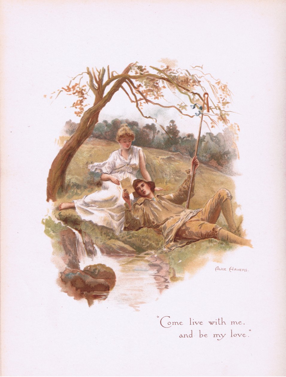 Ven a vivir conmigo y sé mi amor, de Some Old Love Songs publicado por Hildesheimer & Faulkner, 1892 de Alice Havers