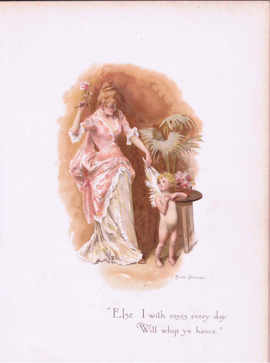 Yo con rosas todos los días, te azotaré de aquí., de Some Old Love Songs publicado por Hildesheimer & Faulkner, 1892 de Alice Havers