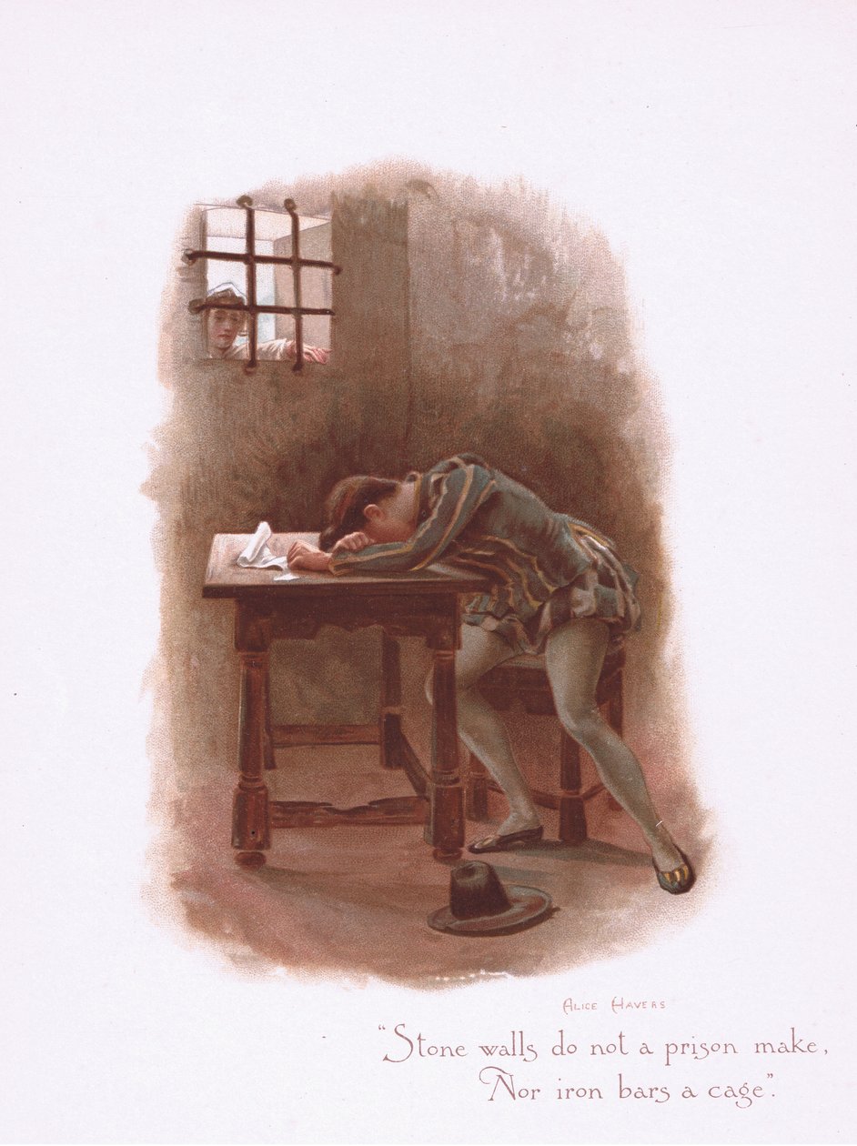 Las paredes de piedra no hacen una prisión, de Some Old Love Songs publicado por Hildesheimer & Faulkner, 1892 de Alice Havers