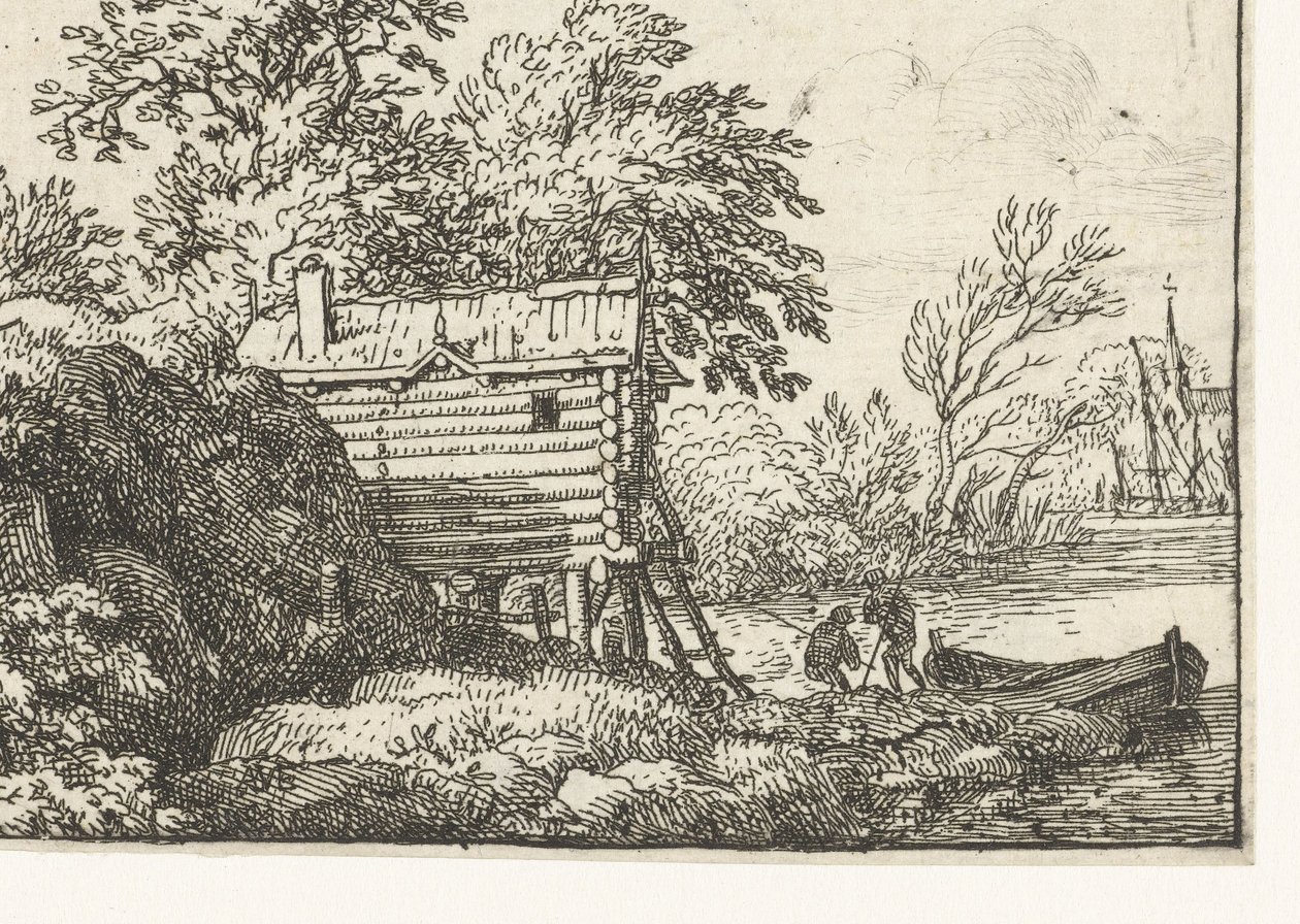 Paisaje con cabaña de pescadores de Allaert van Everdingen