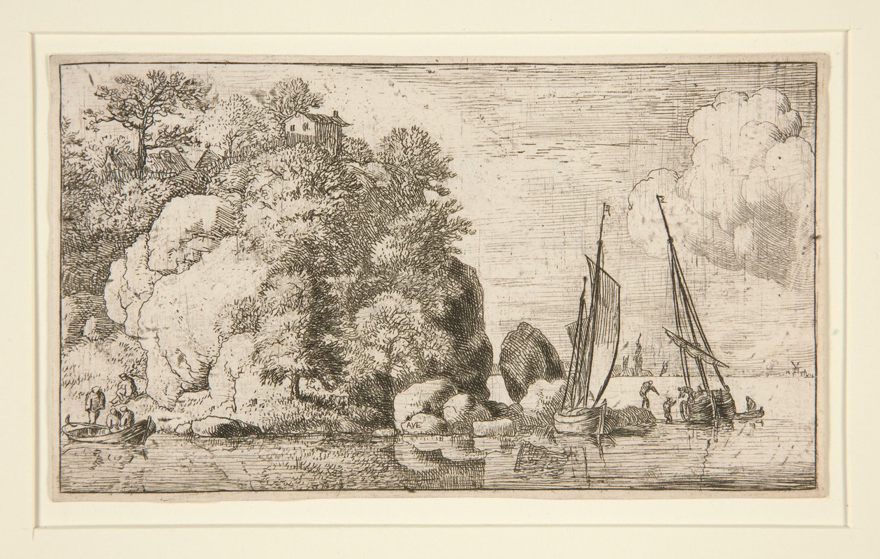 Los dos barcos en el río de Allaert van Everdingen