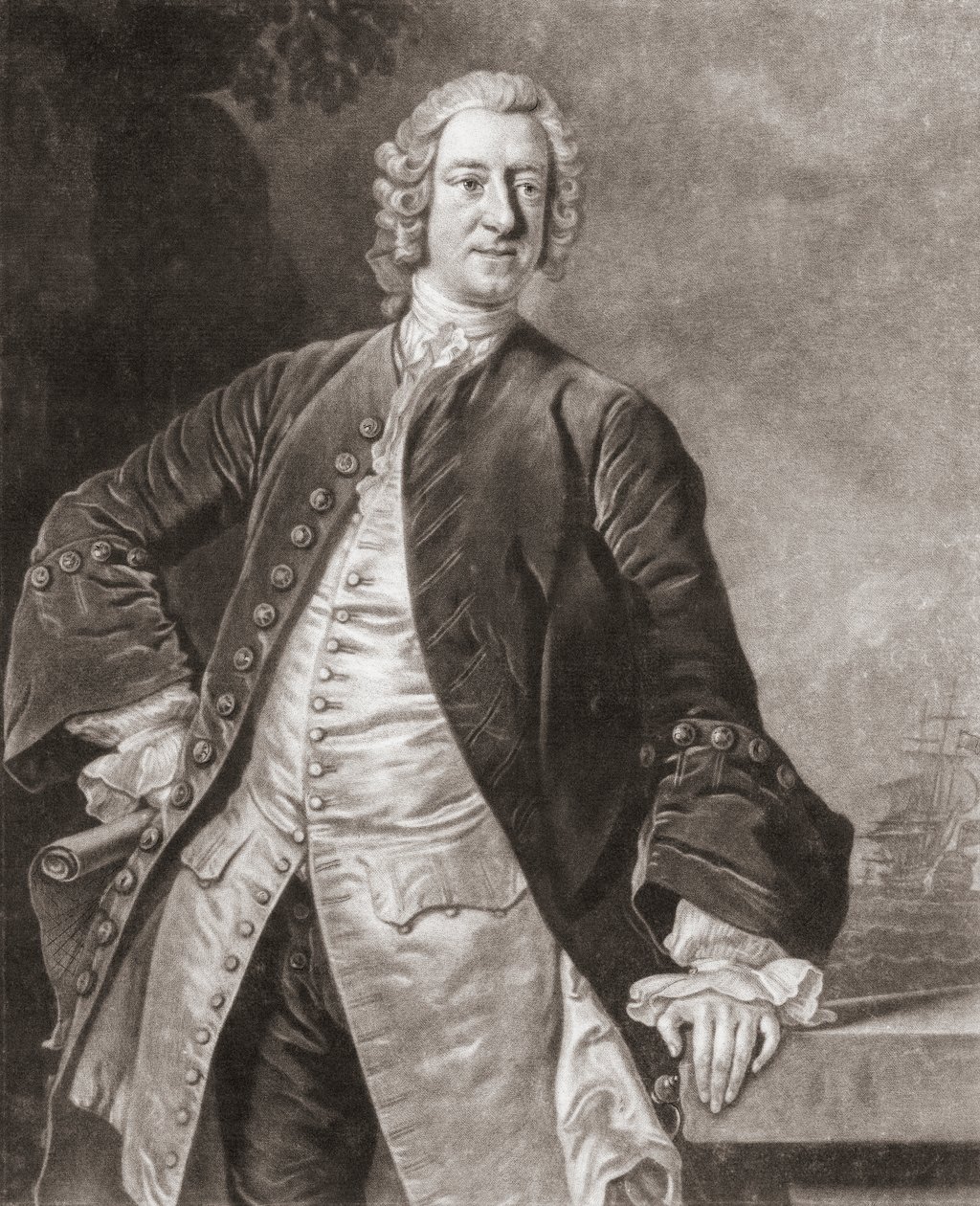 Almirante Edward Boscawen. Retrato de Allan (after) Ramsay
