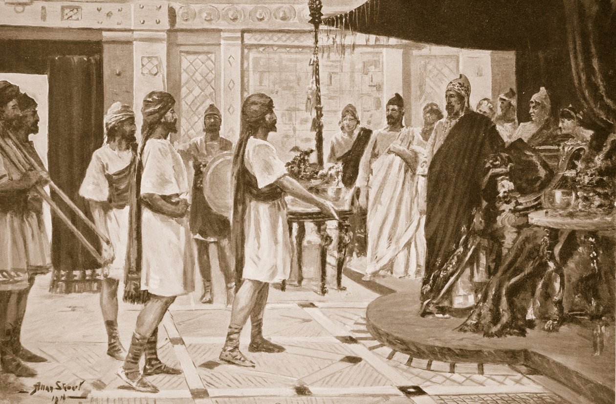 Midas de Frigia concertando una alianza con Urartu (lito) de Allan Stewart