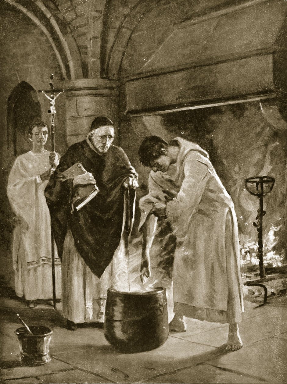 Trial by the Ordeal of Boiling Water, ilustración de 