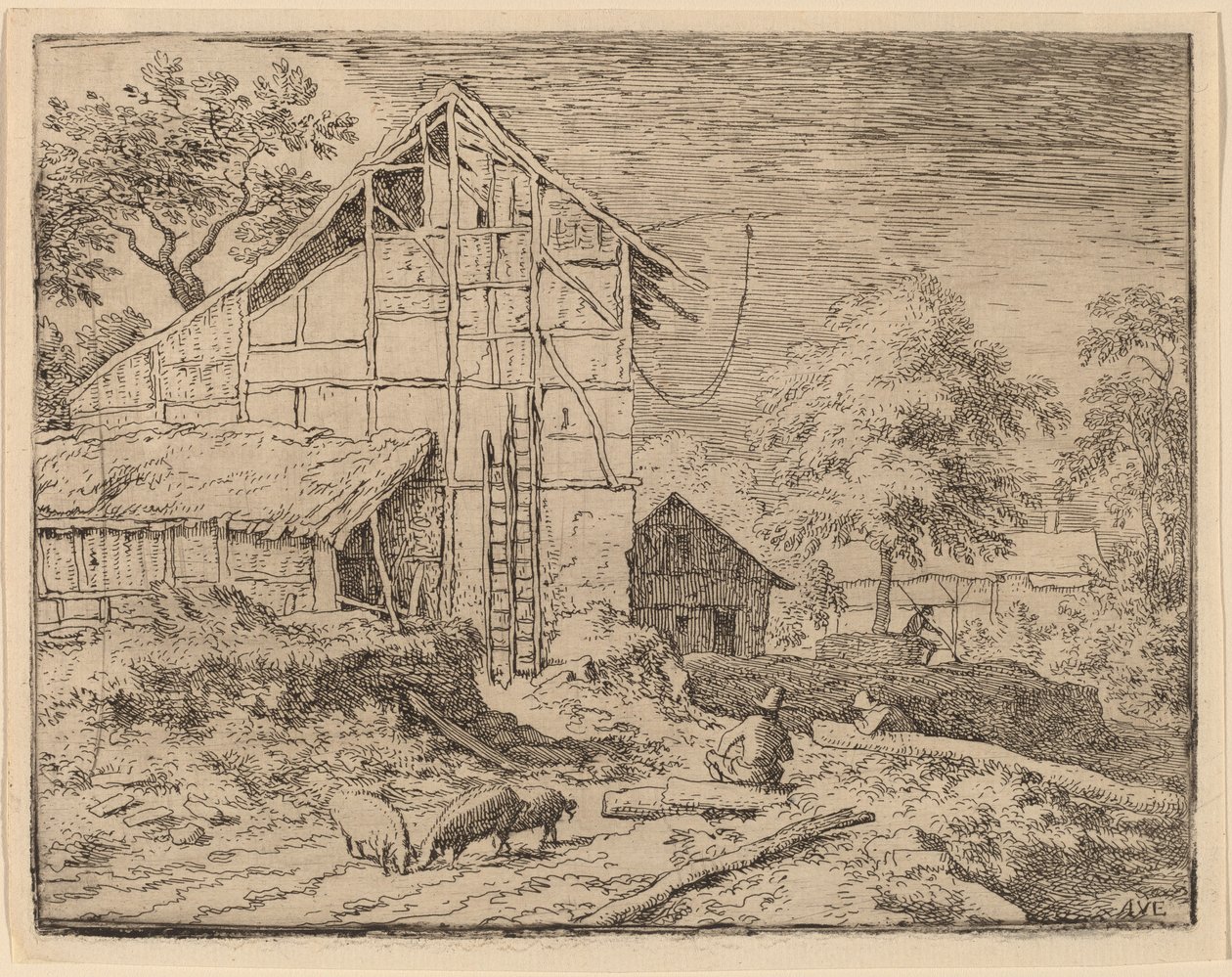 Cabaña con Dos Escaleras de Allart van Everdingen