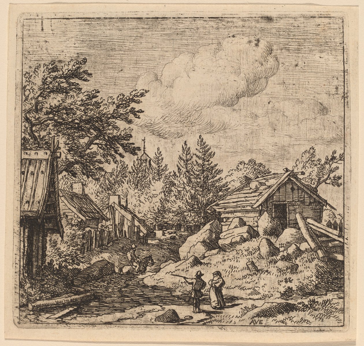 Hamlet en terreno montañoso de Allart van Everdingen